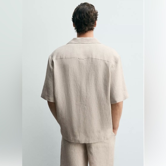 Zara Men’s 100% Linen Relaxed Fit Beige Shirt 🤎 - Picture 5 of 12